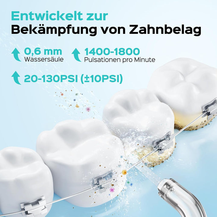 COSLUS C51 Munddusche Elektrische Kabellos Testsieger 2026: 3 Modi und 6 Druckeinstellungen - 300ML