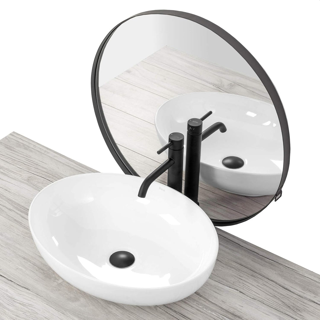 VBChome Waschbecken 50 x 39 Keramik Oval Waschtisch Handwaschbecken AUFSATZWASCHBECKEN WASCHSCHALE G