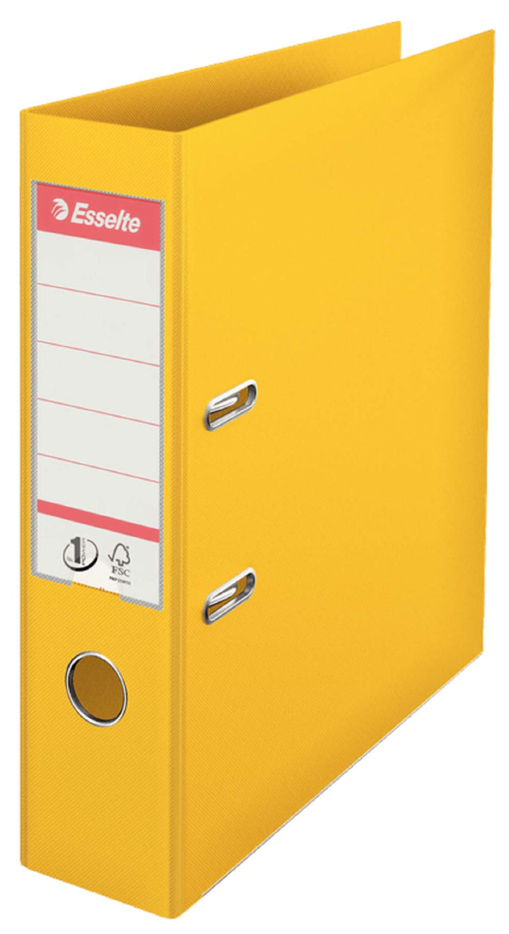 Esselte Ordner, A4, 10er Pack, 75 mm Rückenbreite, Kunststoff, gelb, 811310 Breit Gelb 10er Pack, Br