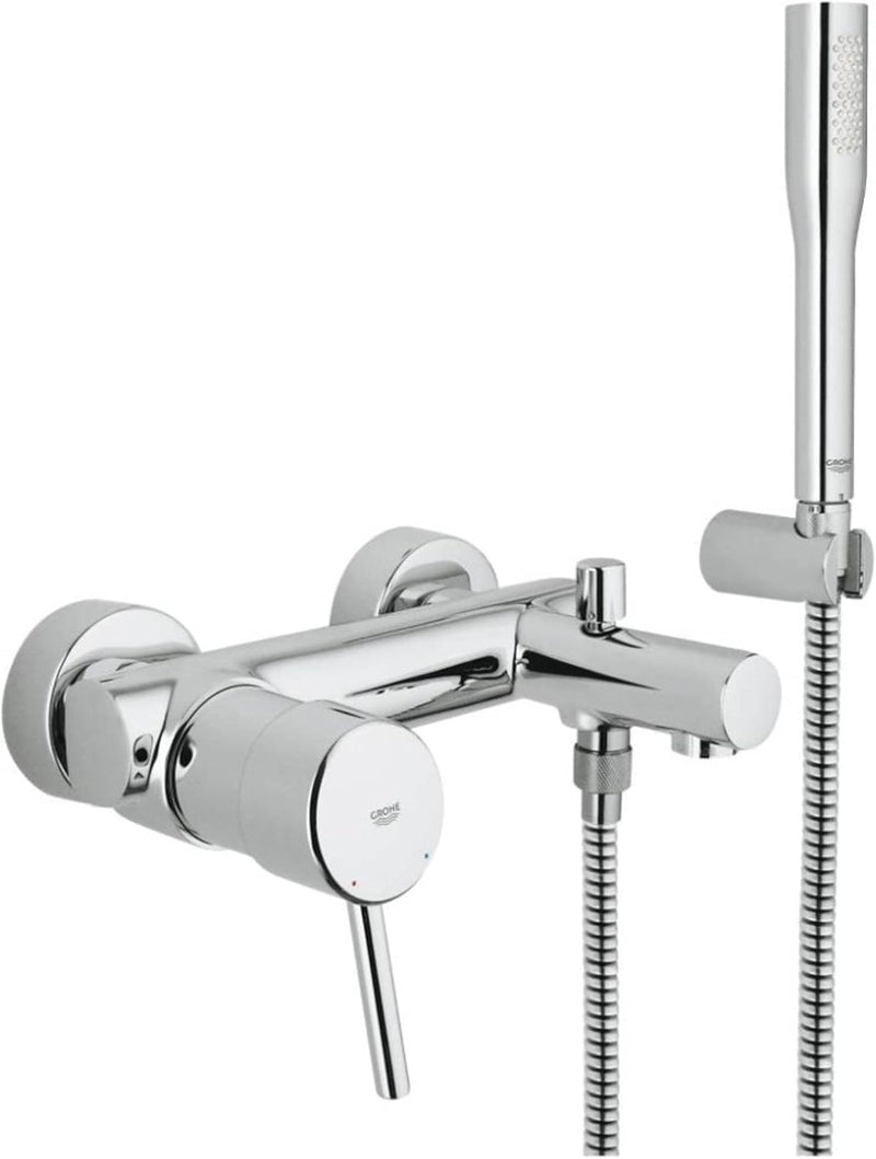 GROHE Concetto - Einhand- Wannenbatterie (mit Brausegarnitur, automatische Umstellung, Wandmontage),