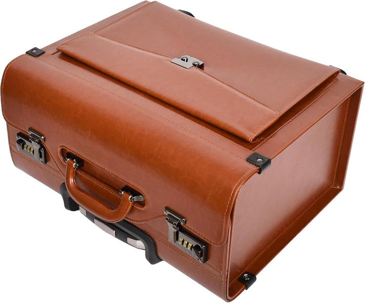 House of Leather Pilotenkoffer, Kunstleder, hautfarben, Carry-on, Commander, 4-Räder, Kabinentasche,