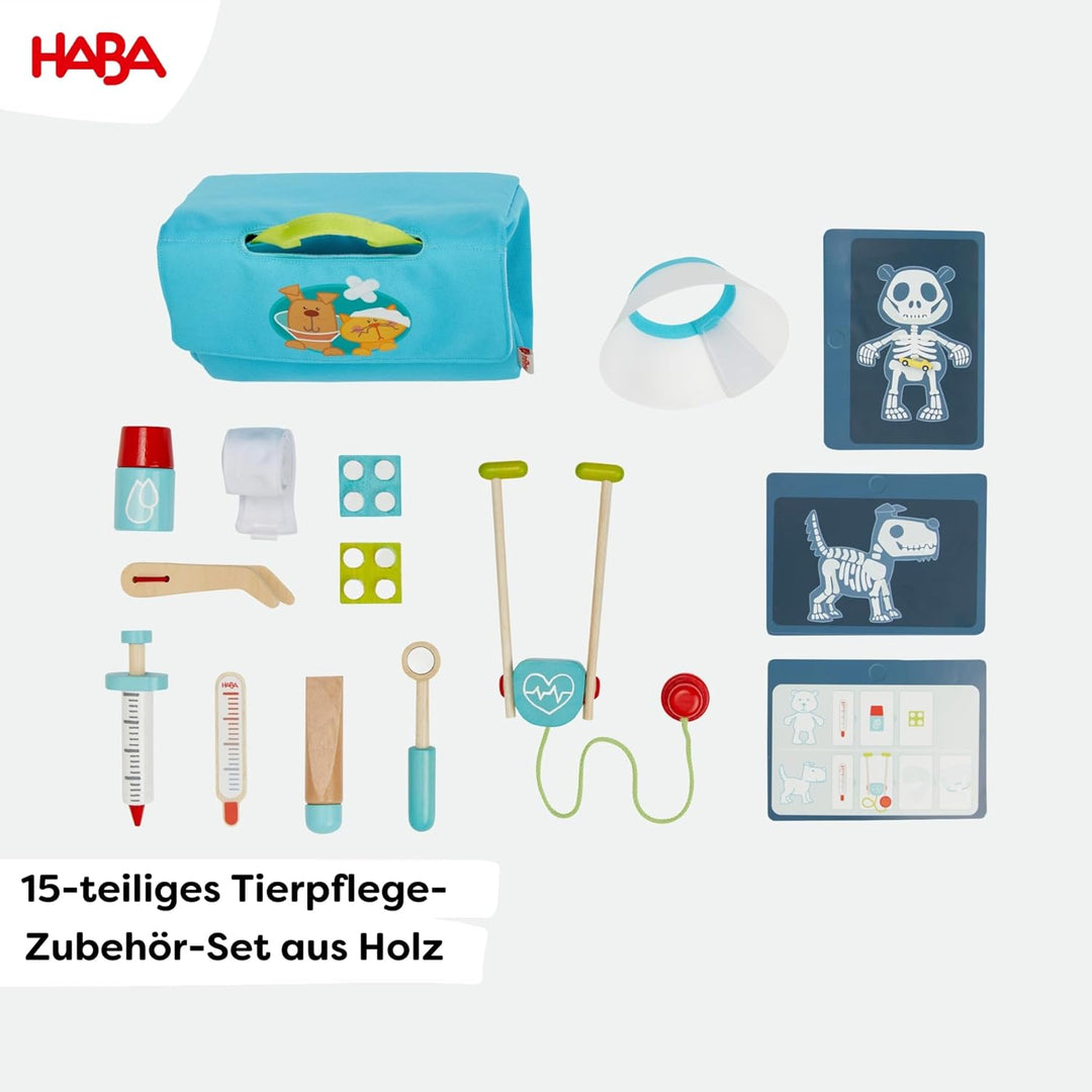 HABA Creative Play Tierarzt-Spielset – Holz-Tierpflege-Zubehör für Kinder – Perfekte Ergänzung für T