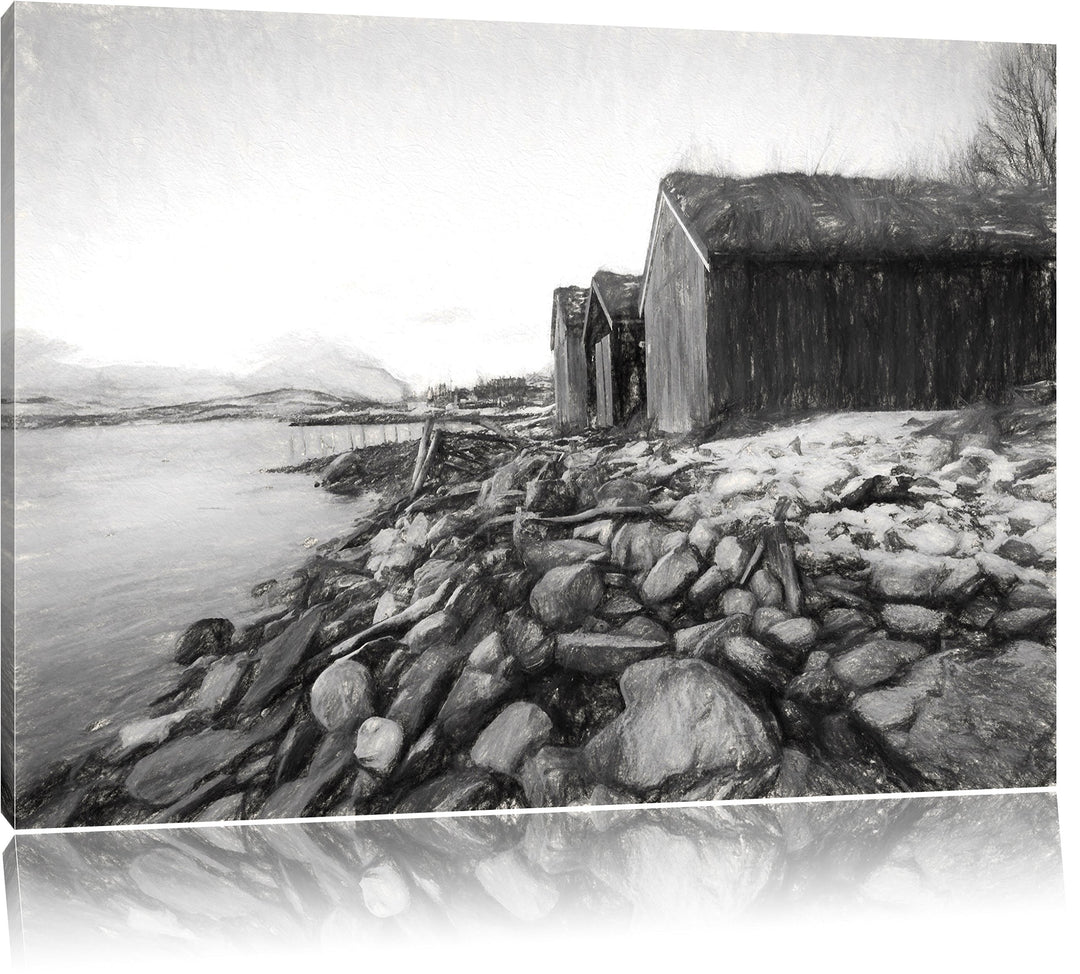 Pixxprint Küste der norwegischen See Tromso als Leinwandbild/Grösse: 100x70 / Wandbild/Kunstdruck/fe