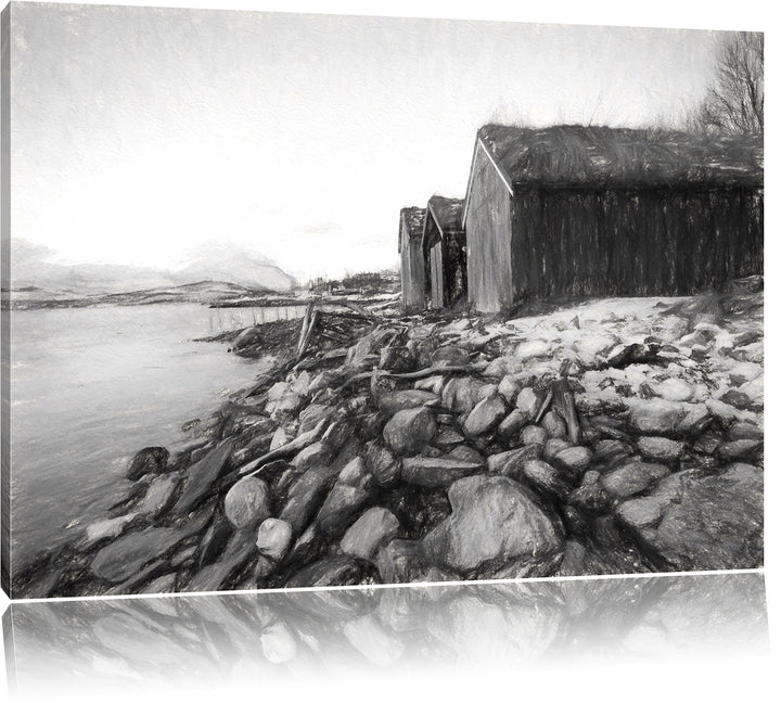 Pixxprint Küste der norwegischen See Tromso als Leinwandbild/Grösse: 100x70 / Wandbild/Kunstdruck/fe