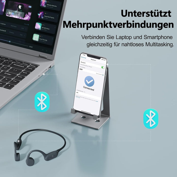 Kopfhörer Schwimmen – Knochenschall Kopfhörer Bluetooth 5.4, IPX8 Wasserdichte Sportkopfhörer mit MP