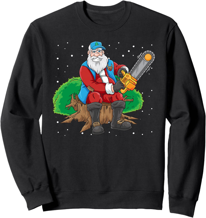 Holzfäller Weihnachtsmann Holz Weihnachten Kettensäge Sweatshirt