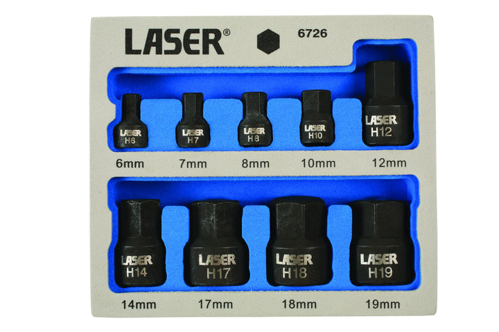 Laser 6726 Low Profile Innensechskant-Bit-Set – Silber (9)