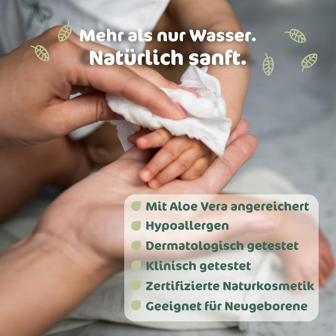 Eco by Naty Parfümfreie Aloe Vera Baby Feuchttücher - 100 % kompostierbare und pflanzliche Tücher, g