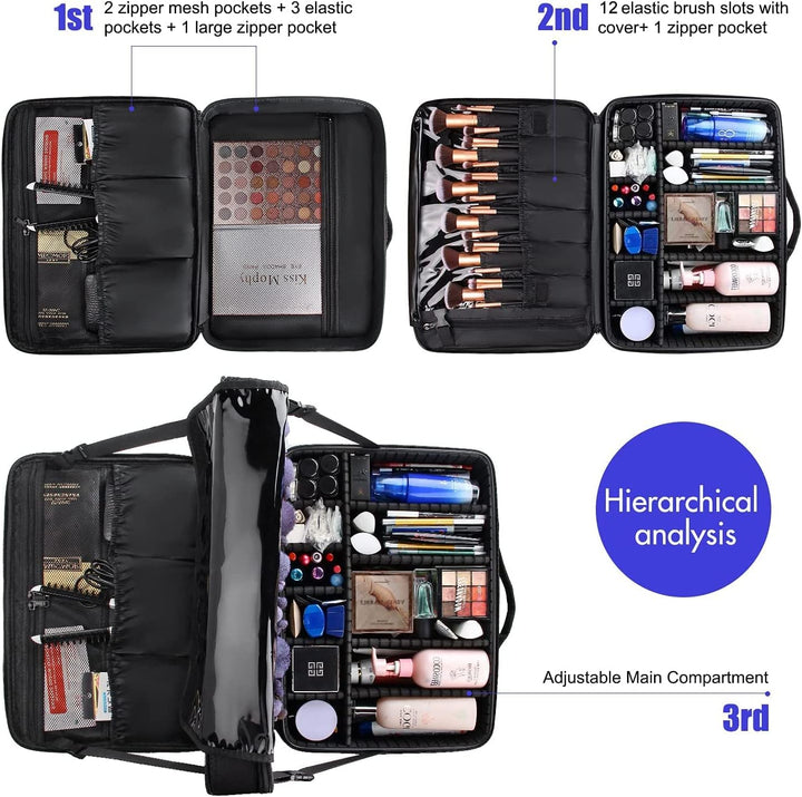 Relavel Extra Gross Make-up-Koffer, Professionelle Make-up-Tasche für Reisen & Visagisten, Tragbare