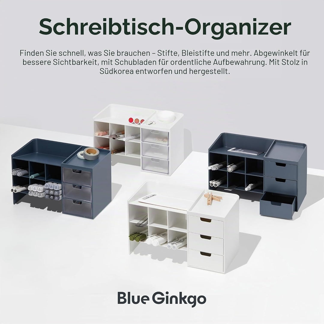 BLUE GINKGO Hive Stack Desk Organizer – Stapelbarer Stiftehalter, Schreibtischorganizer mit Schublad