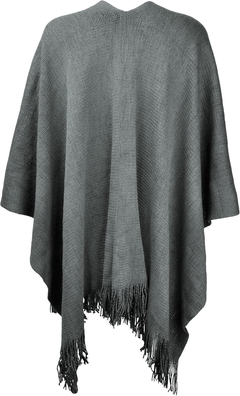 ZLYC Damen Herbst Winter Kaschmir Poncho Capes Retro Strick Cardigans mit Fransen Einheitsgrösse Gra