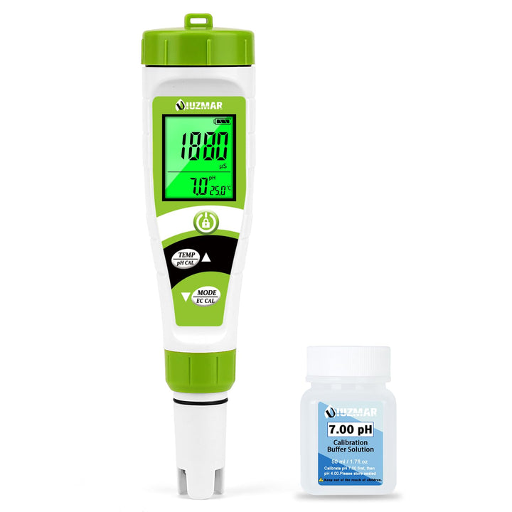 UIUZMAR Pool pH Messgerät Wasser, pH EC Messgerät Grow, Digitales pH EC PPM Temperaturtester mit pH7
