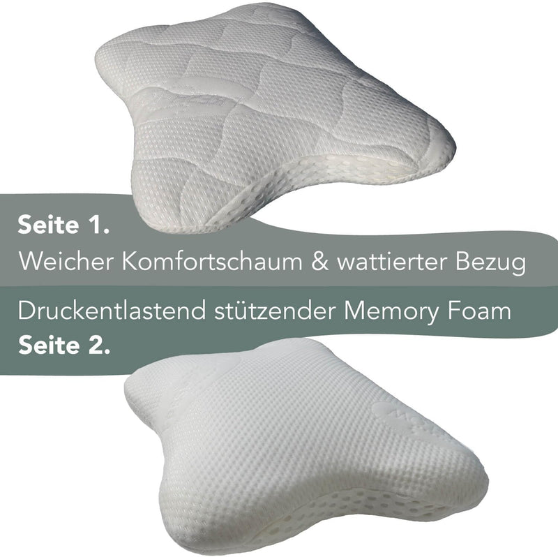 Traumreiter CPAP Kissen für Seitenschläfer - Schlafapnoe Kopfkissen mit Memory Foam 2 Härtegrade, ge