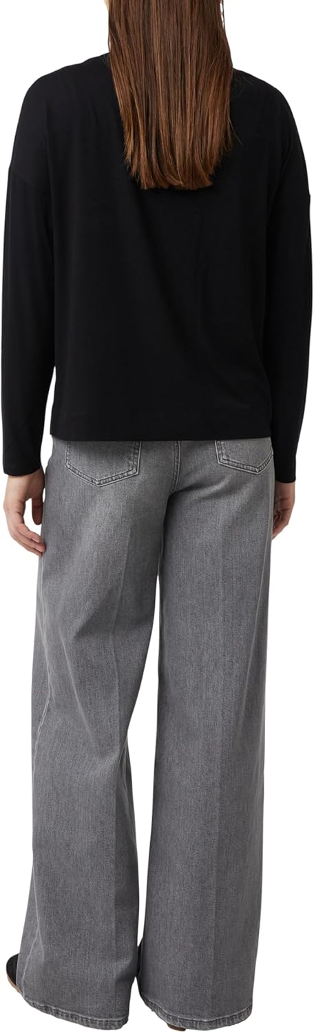 Comma Langarmshirt mit Frontprint und Strassdetails 46 99l0_schwarz, 46 99l0_schwarz