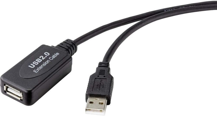 Renkforce USB-Kabel USB 2.0 USB-A Stecker, USB-A Buchse 20.00 m Schwarz Aktiv mit Signalverstärkung