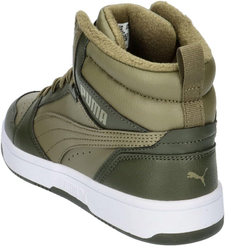 PUMA Unisex Kinder Rebound V6 Mid WTR Jr Sneaker 36 EU Alpine Snow Sand Dune Puma Weiss, 36 EU Alpin