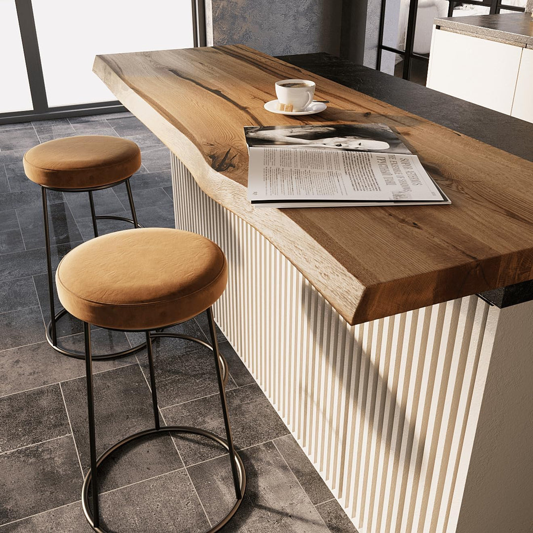 BestLoft Waschtischplatte (Länge: 60 cm/Breite: 55-60 cm) Waschtisch Eiche massiv 40 mm dick mit Bau