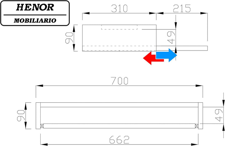 Henor Abnehmbare Tastaturablage aus Holz 70 x 31 x 9 cm unter Schreibtisch Grau 70x31x9 Grau, 70x31x