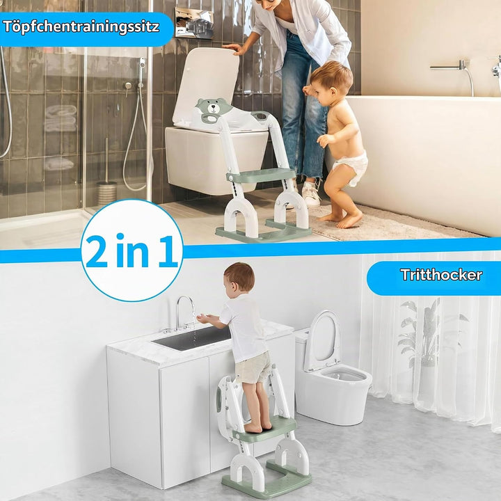 Toilettensitz Kinder mit Treppe, Upgraded WC Aufsatz für Kinder für Jungen und Mädchen, 2-in-1 Toile