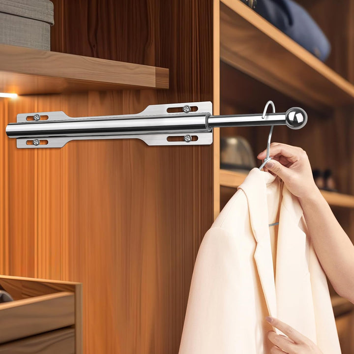 FIRJOY Valet Rod for Closet Pull Out (1 Pack, Chrome), Silber