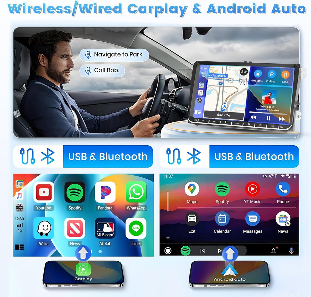 [2G+64G] Hikity Autoradio Navi Für VW Golf 5 Golf 6 Caddy Polo S-Koda Seat Touran Android 13 Wireles