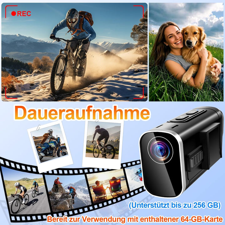 Action Cam 4K WiFi, Dual-Objektiv-Stabilisierung Helmkamera, 6 Stunden Aufnahmezeit Actionkameras mi