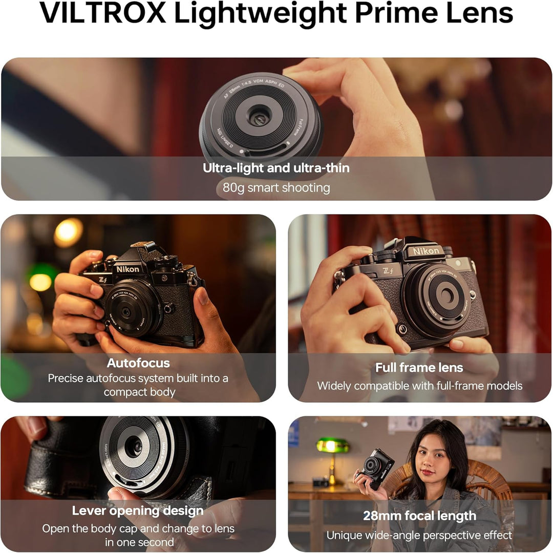 VILTROX AF 28mm F4.5 f/4.5 Pancake-Objektiv für Nikon Z-Mount, Weitwinkel-Vollformat-Autofokus-Objek