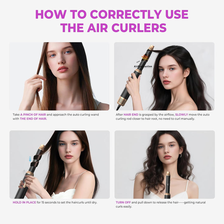 Hairstyler 5 in 1 Airstyler Haarstyler mit Luft Lockenstab Föhn Hair Dryer Haarstyling Geräte Föhnbü
