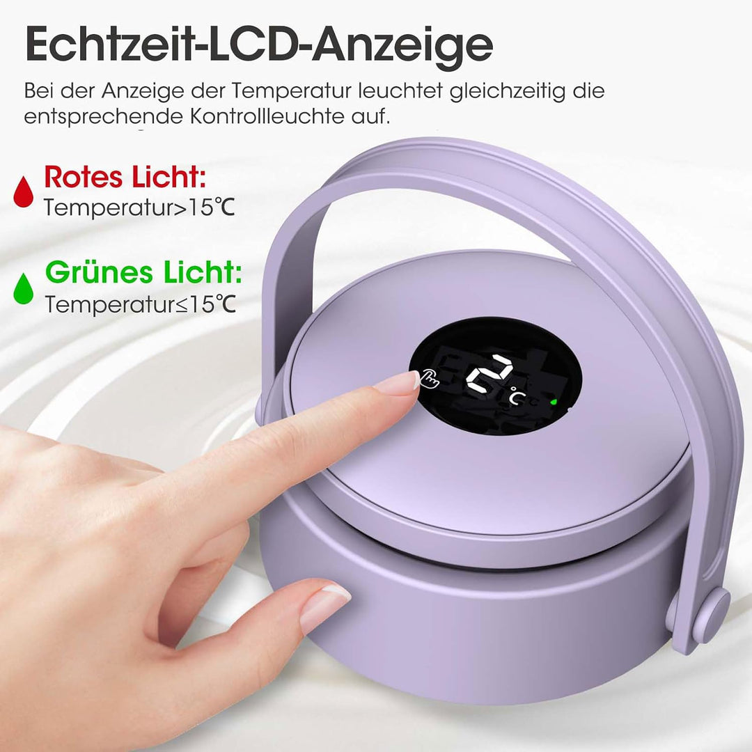 Muttermilchkühler, 625 ml, mit Temperaturanzeige, 360° Gesamtkühlung, Milchflasche, Aufbewahrungsküh