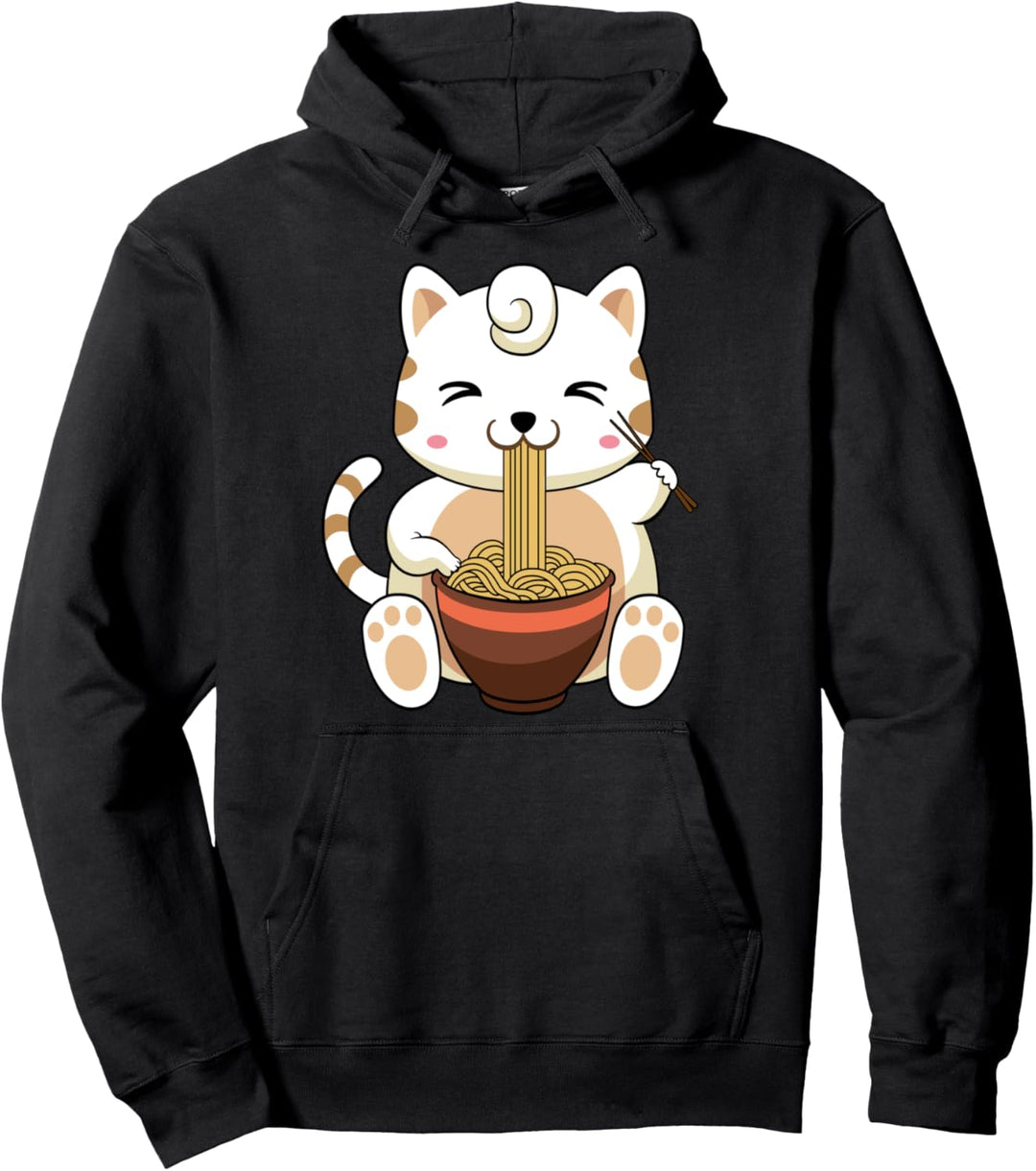 Ramen Cat Anime Neko Katze Japanisch Pullover Hoodie