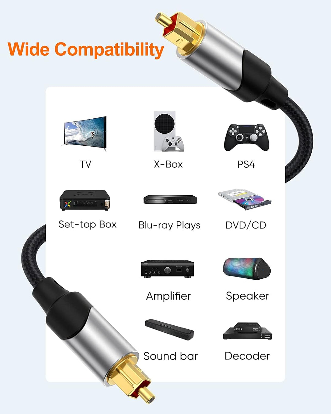 CableCreation Optical Audio Cable, 25FT Toslink Male SPDIF Cable with Nylon Braided Fiber Optic Cord