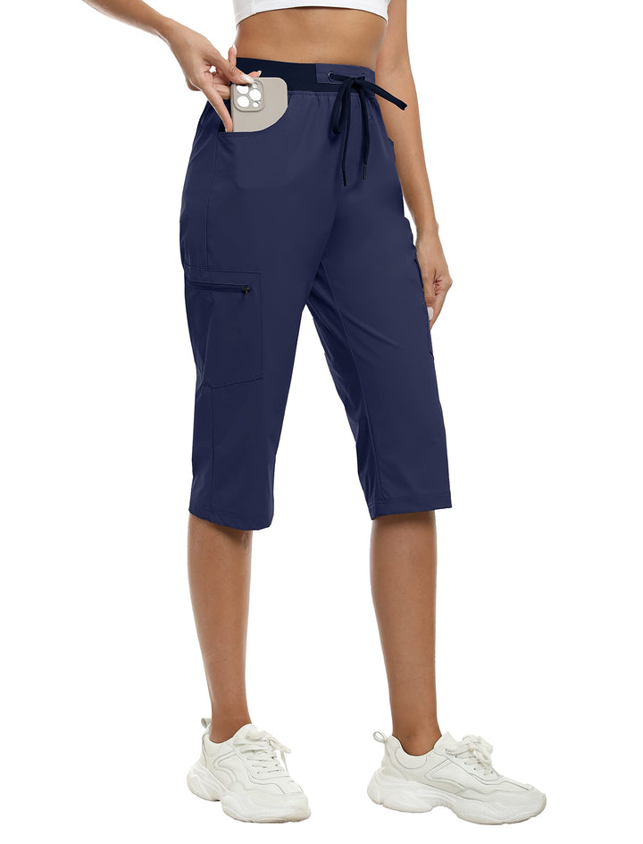 MoFiz Cargo-Caprihose für Damen, leicht, schnell trocknend, Caprihose für Damen, elegant, lässig, So