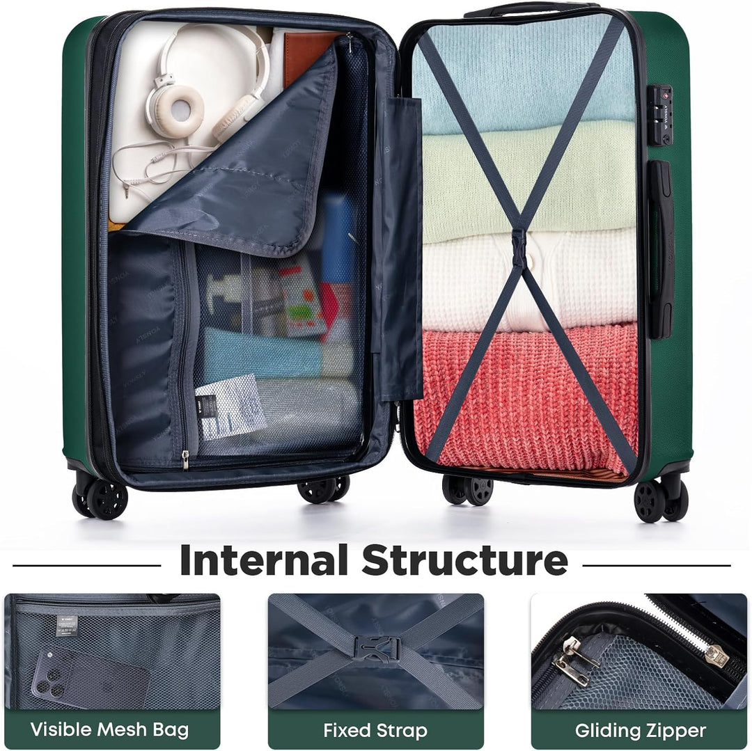 Reisekoffer Suitcase, Erweiterbarer Hartschalenkoffer Trolley mit TSA-Schloss und hochwertigem YKK-R