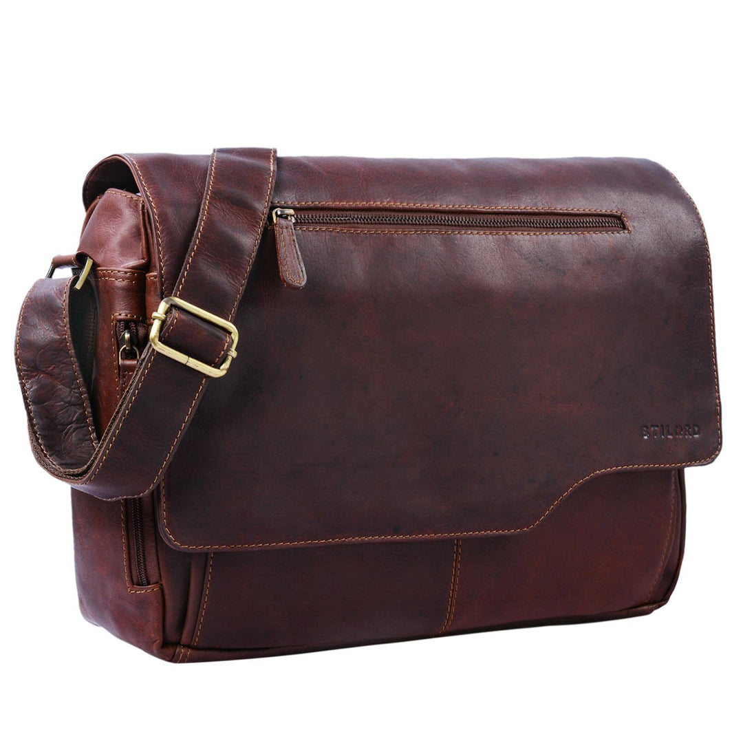 STILORD 'Marvin' Ledertasche Umhängetasche Modernes Vintage Design 15.6 Zoll Laptoptasche grosse Uni