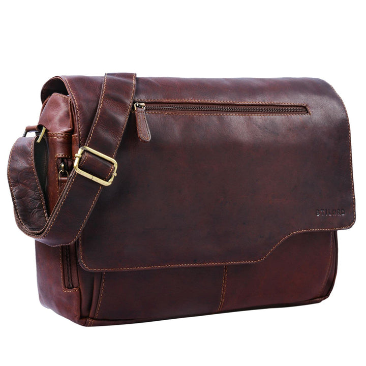STILORD 'Marvin' Ledertasche Umhängetasche Modernes Vintage Design 15.6 Zoll Laptoptasche grosse Uni