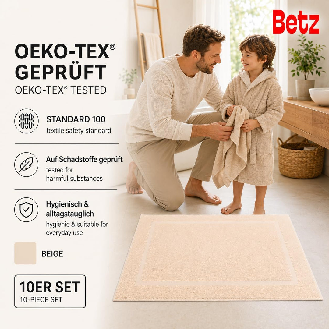 Betz 10 Stück Badvorleger Badematte Badteppich Duschvorleger Frottee Premium 100% Baumwolle Grösse 5