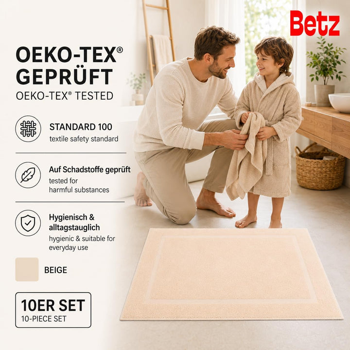 Betz 10 Stück Badvorleger Badematte Badteppich Duschvorleger Frottee Premium 100% Baumwolle Grösse 5