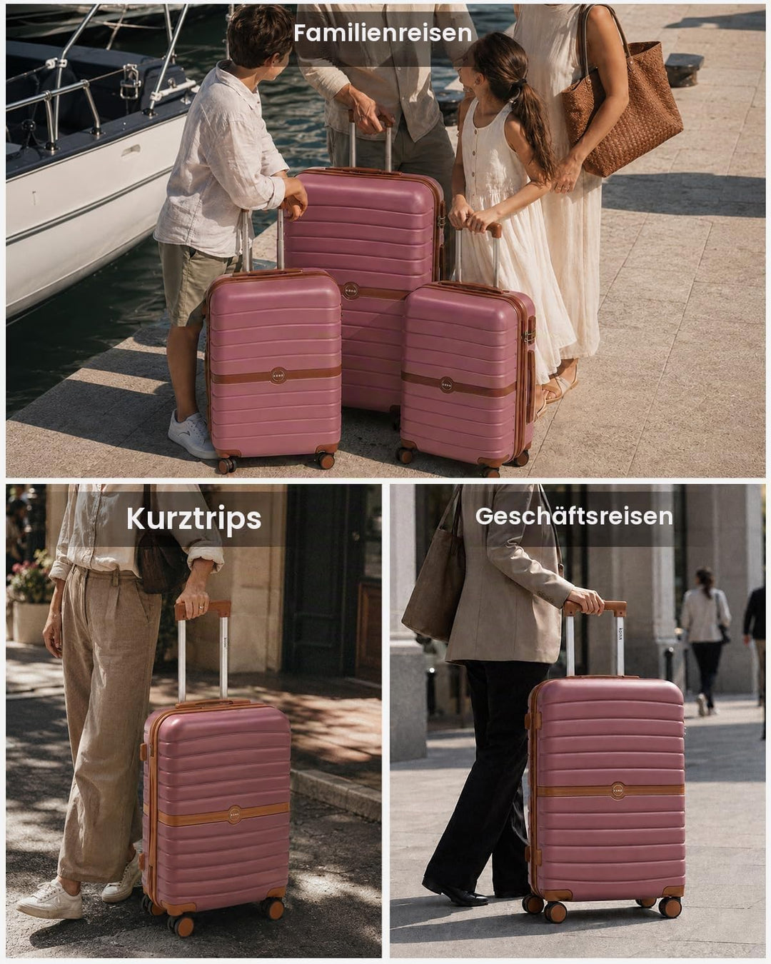KONO Mittelgrosser Reisekoffer, Hartschalenkoffer aus ABS+PC, Check-in Trolley mit 4 Rollen, Zahlens