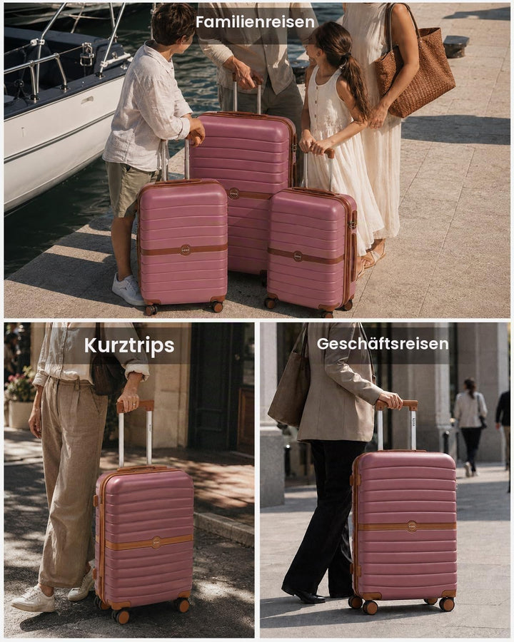KONO Mittelgrosser Reisekoffer, Hartschalenkoffer aus ABS+PC, Check-in Trolley mit 4 Rollen, Zahlens