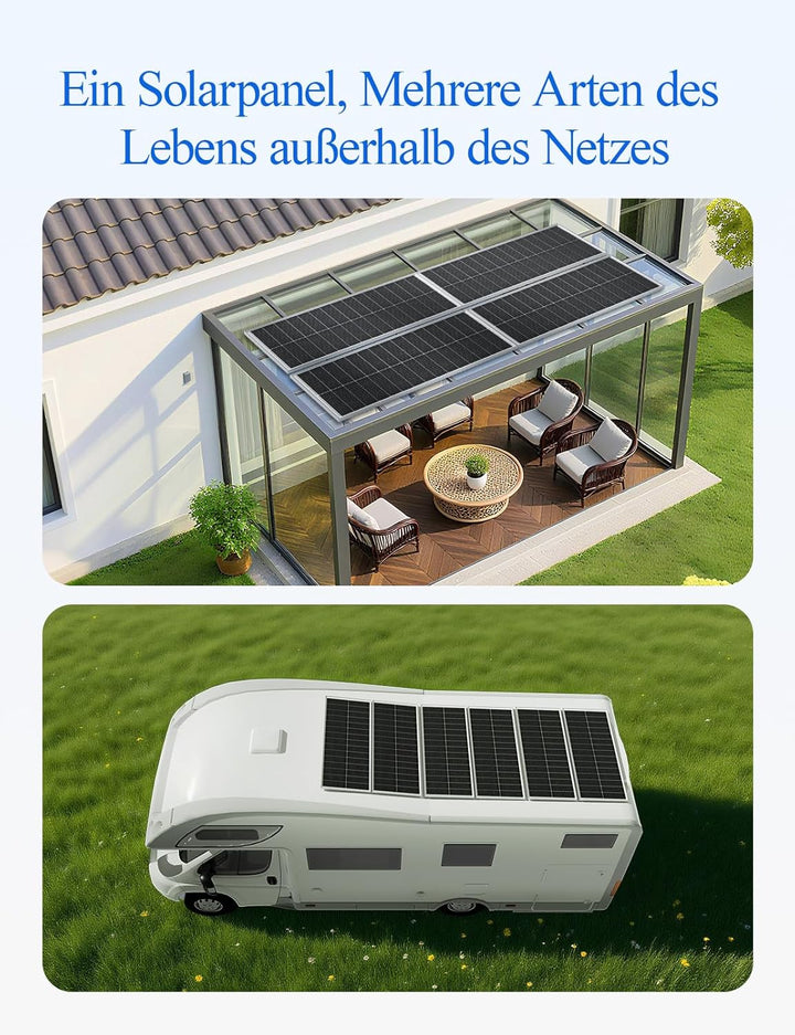 ECO-WORTHY 100W Solarpanel 18V, 18BB N-Typ Solarpanel Mit 25% Wirkungsgrad für Solaranlagen in Wohnm
