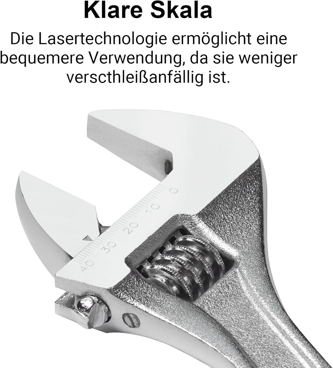 Jetech Verstellbarer Schraubenschlüssel 300 mm （12 Zoll – Profi-Rollgabelschlüssel mit breiter Backe