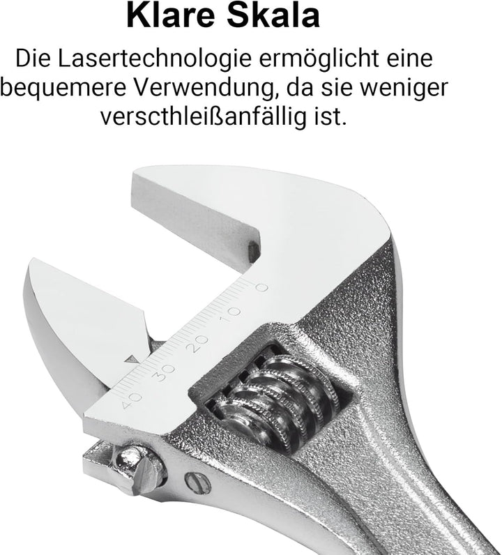 Jetech Verstellbarer Schraubenschlüssel 300 mm （12 Zoll – Profi-Rollgabelschlüssel mit breiter Backe