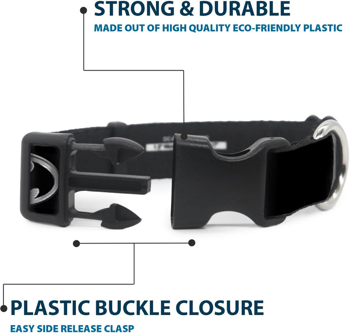 Buckle Down Batman Shield Schwarz/Silber Kunststoff Clip Halsband, NM - Fits 8-12"- 0.5" Wide