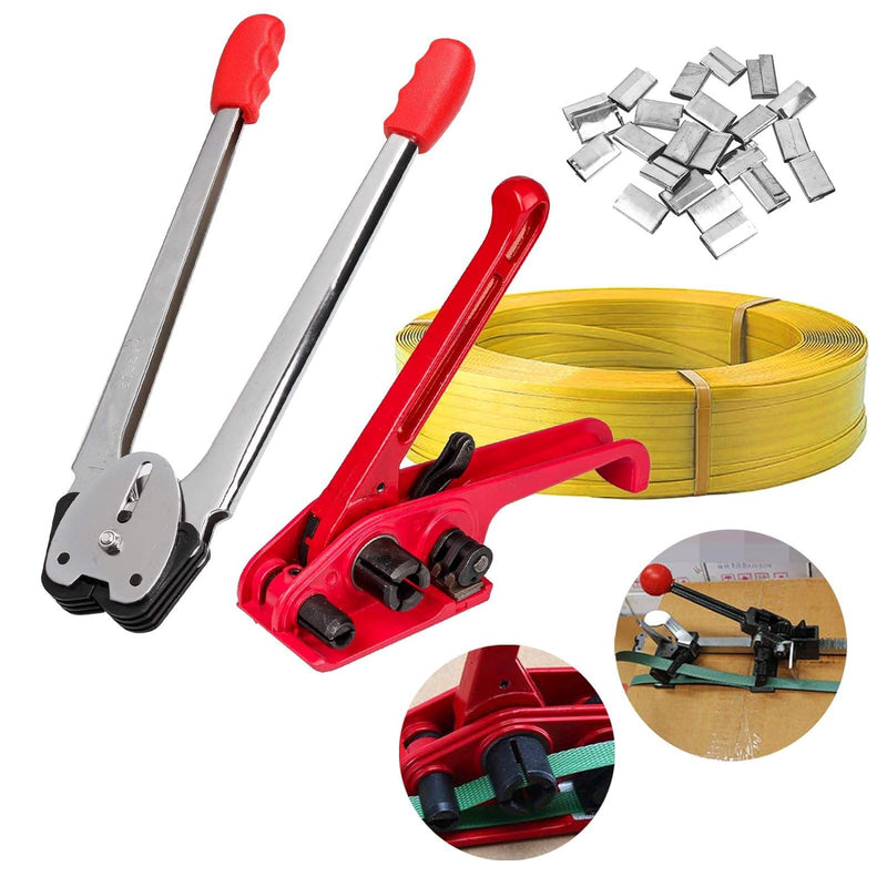 Manuelle Umreifungsset incl.Versiegelung Spanngerät 100m Umreifungsban 50 Stück Clips für Spanner PP