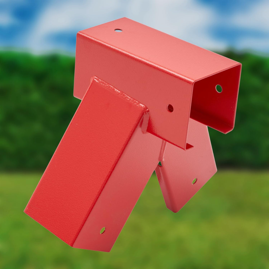TRIBECCO® Vierkant Schaukelverbinder 90/90mm (100°, Rot) aus pulverbeschichtetem Stahlblech für Gart