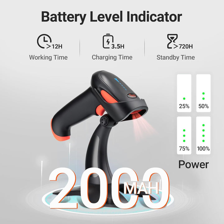 Tera Barcode Scanner 2D 1D 3 in 1 Barcodescanner Wireless 2.4 GHz/Bluetooth/USB Kabelgebunden Strich