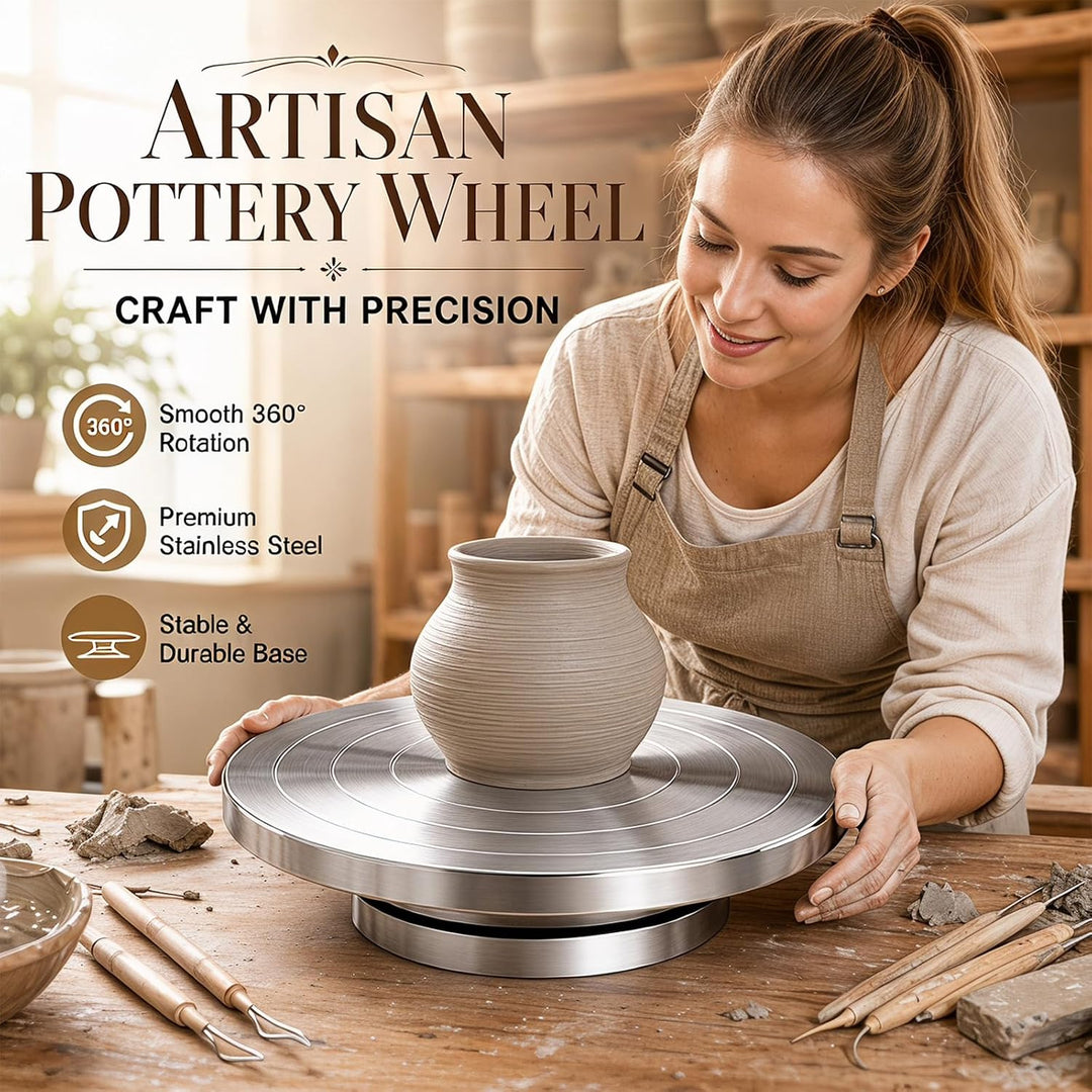 Drehbare Töpferscheibe Aluminium Drehscheibe Craft Clay Drehteller, DIY Tonwerkzeuge Doppelseitige K