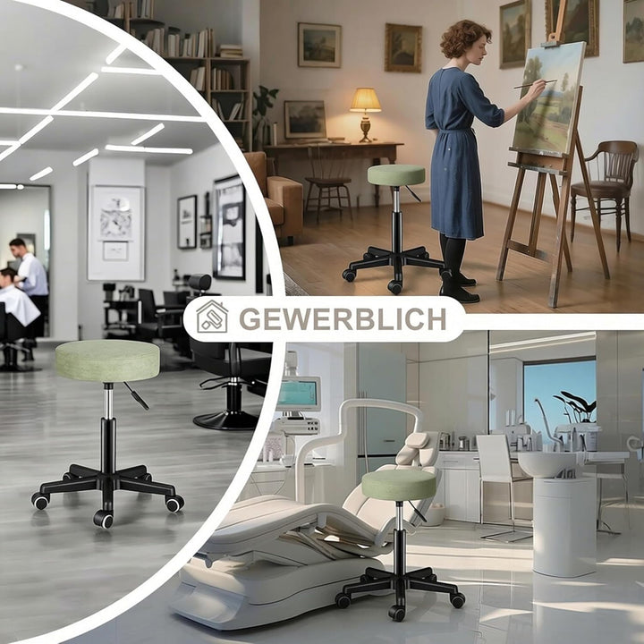 Zedelmaier Rollhocker höhenverstellbar, Bürohocker mit Gummirollen, 360° drehbar Hocker mit Rollen &