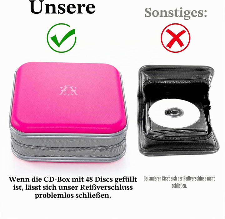 alavisxf xx CD Tasche, 48 DVD Tasche Hartplastik CD Taschen Aufbewahrung Schutzhülle DVD Lagerung CD