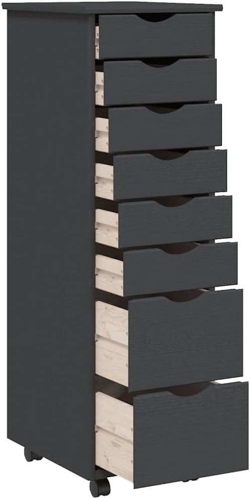 vidaXL Rollschrank, Rollcontainer mit 8 Schubladen, Kommode Schubladenschrank mit Rollen, Büroschran